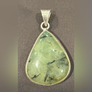 Green Jade with Black Inclusions Pendant